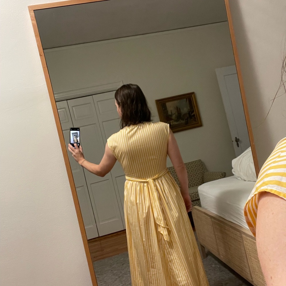 Yellow and white striped cotton dress - Picture 4 of 5